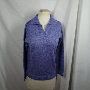 Karen Scott Women V Neck with Collar Pullover Sweater Size S